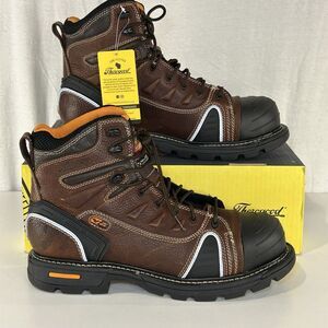 Thorogood Brown Leather Comp Toe Work Boots Lace-To-Toe 6" Mens Size 13 W NIB